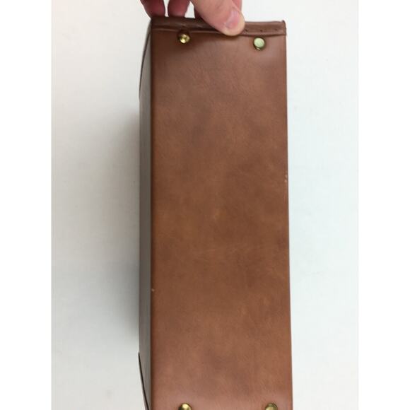 Cassette Tape Case Holder 12 Brown Faux Leather Travel Storage - Picture 4 of 12